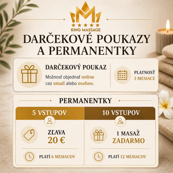 Masáž chrbta v Žiline – uvoľnenie svalov a regenerácia v King Massage- darcekove poukazky